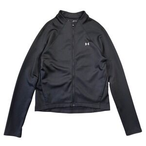 Under Armour ColdGear Womens Fitted Track Jacket Black Full Zip Mock Neck SM